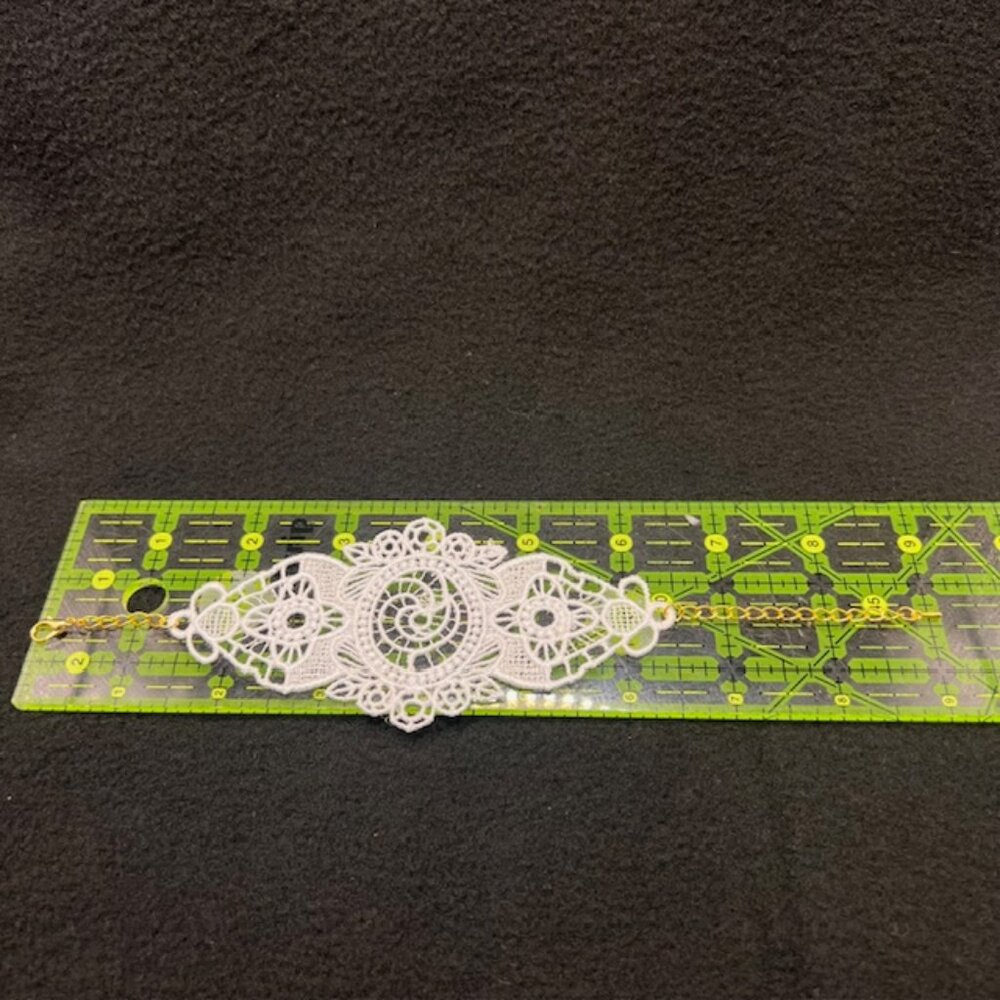 Homemade White Lace Bracelet With Gold Hardware - Picture 7 of 7